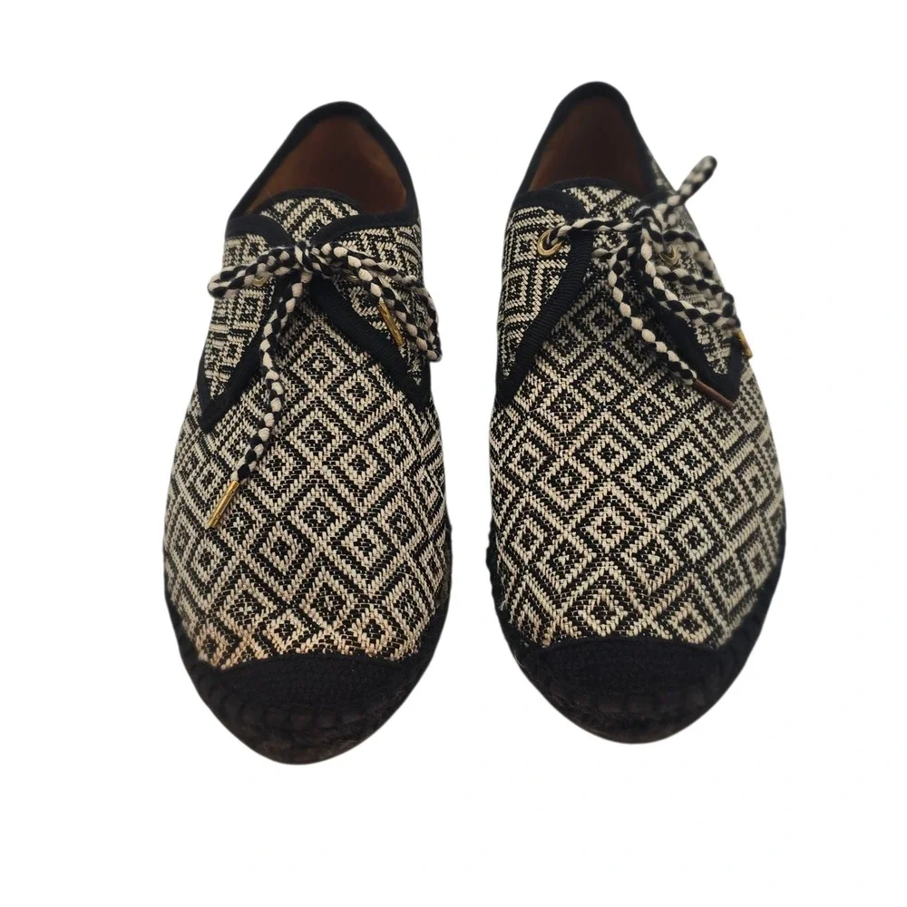 Kanna‎ Made in Spain Women's 11 Woven Espadrille Sneakers Black Tan Boho Luxe